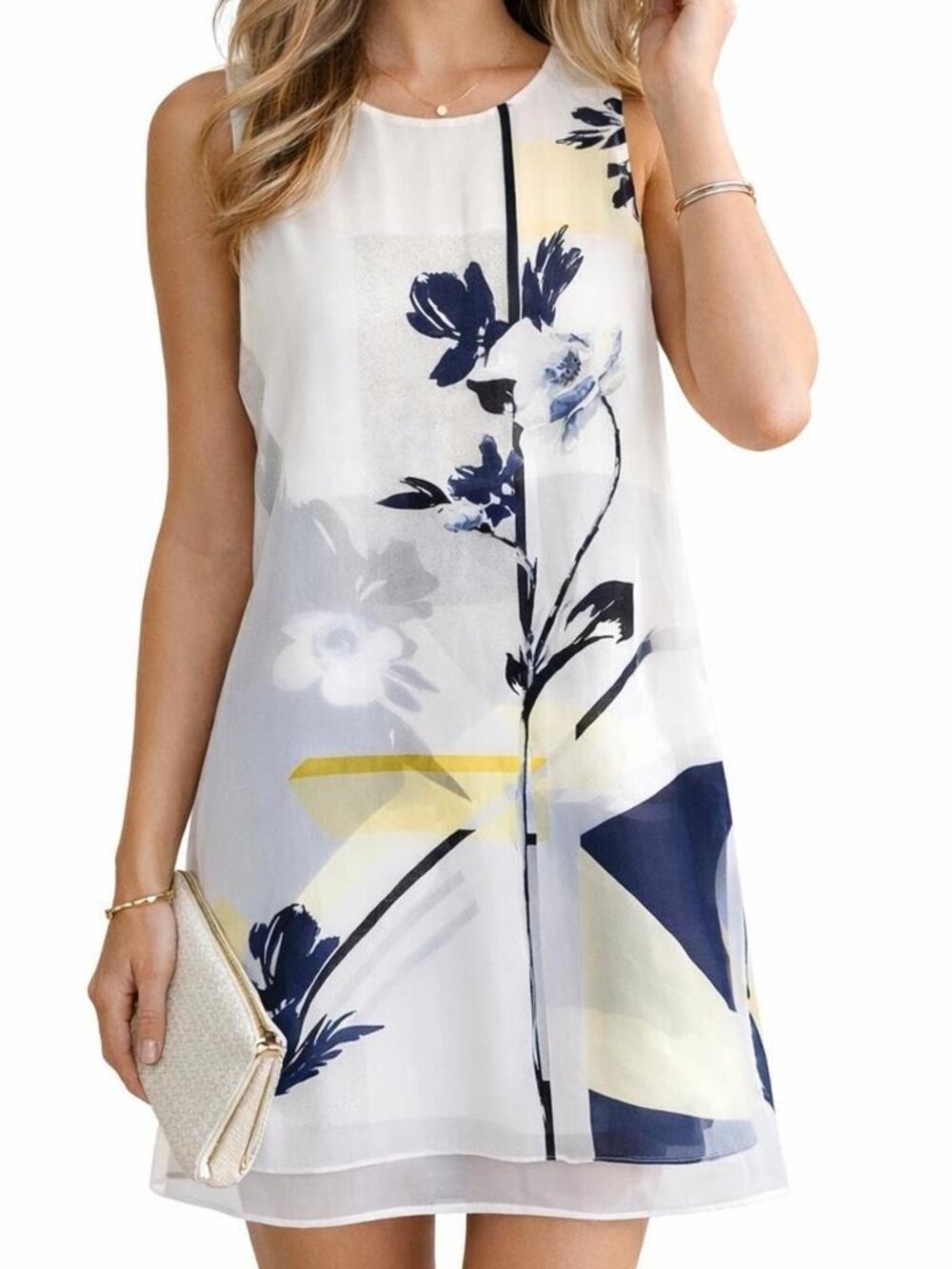 WHBM Sleeveless Chiffon Shift Dress Size 4